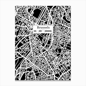Brussels (Belgium) City Map — Hand-drawn map, vector black map Canvas Print