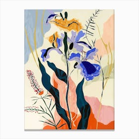 Colourful Flower Illustration Larkspur 2 Canvas Print