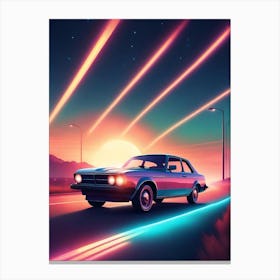 Retro Car On The Road 2 Canvas Print