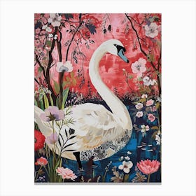 Floral Animal Painting Swan 2 Canvas Print