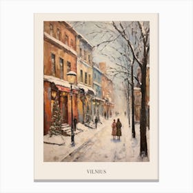 Vintage Winter Painting Poster Vilnius Lithuania 1 Canvas Print