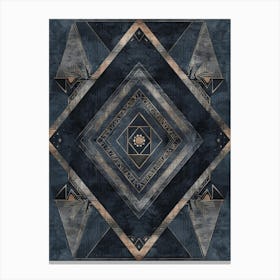 Geometric Pattern In Blue And Gold Canvas Print