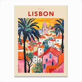 Lisbon Portugal 6 Fauvist Travel Poster Canvas Print