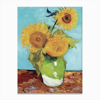 Vase With Three Sunflowers, Van Gogh Canvas Print