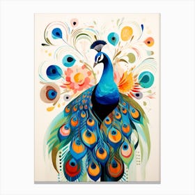Bird Painting Collage Peacock 1 Canvas Print