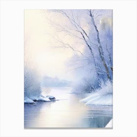 Frozen River Waterscape Gouache 2 Canvas Print