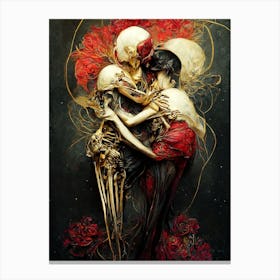 The Lovers Skeleton Abstract art Canvas Print