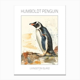 Humboldt Penguin Livingston Island Watercolour Painting 3 Poster Canvas Print