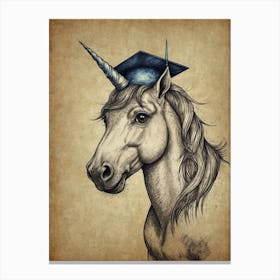 Unicorn Graduation Cap Canvas Print