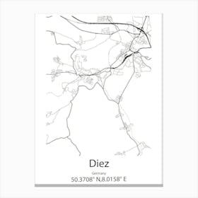 Diez,Germany Minimalist Map Canvas Print