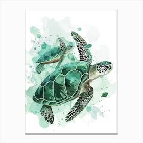 Sea Turtle Turquoise Illustration 3 Canvas Print