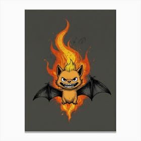 Bat In Flames Canvas Print