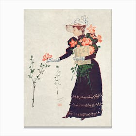 Woman Picking Up Flowers (1893), Edward Penfield Canvas Print