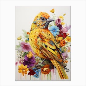 Bird With A Flower Crown Yellowhammer 2 Canvas Print