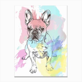 French Bulldog Pastel Watercolour Line Drawing 2 Canvas Print