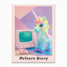 Toy Unicorn Pastel Playing Video Games 1 Poster Canvas Print