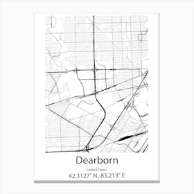 Dearborn Heights,United States Minimalist Map 1 Canvas Print