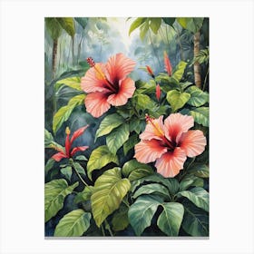 Malaysia National Flower Hibiscus Painting Canvas Print