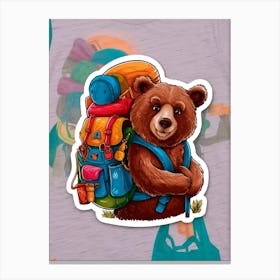 Bear With Backpack 4 Canvas Print