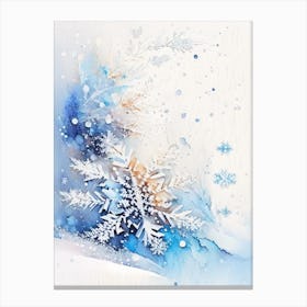 Winter, Snowflakes, Storybook Watercolours 1 Canvas Print