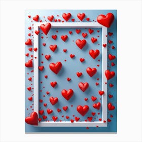 Frame With Hearts Canvas Print