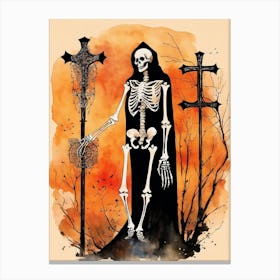 Vintage Halloween Gothic Skeleton Painting (23) Canvas Print