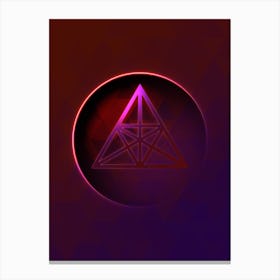 Geometric Neon Glyph on Jewel Tone Triangle Pattern 222 Canvas Print