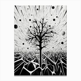 Growth Abstract Black And White 2 Canvas Print