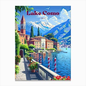 Lake Como Romantic Travel Illustration Canvas Print