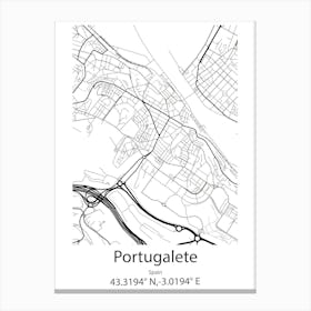 Portugalete,Spain Minimalist Map Canvas Print