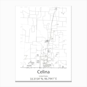 Celina,United States Minimalist Map 1 Canvas Print