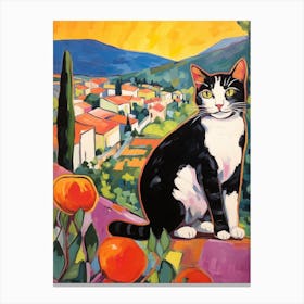 Painting Of A Cat In Tuscany Italy 1 Canvas Print