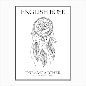 English Rose Dreamcatcher Line Drawing 5 Poster Canvas Print
