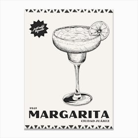 Black And White Retro Margarita Canvas Print