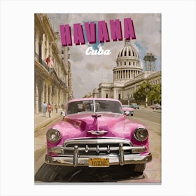 Vintage Havana Vibes: National capitol Poster Canvas Print