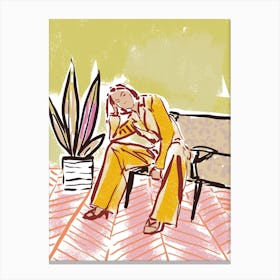 Woman Sitting On A Couch 1 Canvas Print
