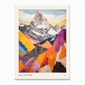 Kala Patthar Nepal 2 Colourful Mountain Illustration Poster Canvas Print