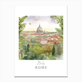 Italy, Rome Storybook 6 Travel Poster Watercolour Canvas Print