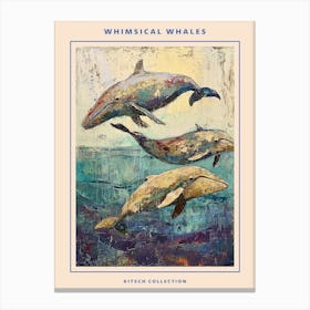 Whimsical Whales Brushstrokes Poster 1 Canvas Print