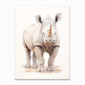 Detailed Illustration Of A Rhino Canvas Print
