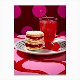 Cherry Vintage Pop Art Cookies & Drink Canvas Print