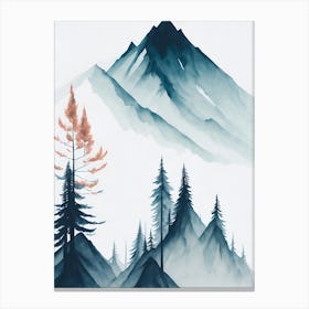 Mountain And Forest In Minimalist Watercolor Vertical Composition 374 Canvas Print