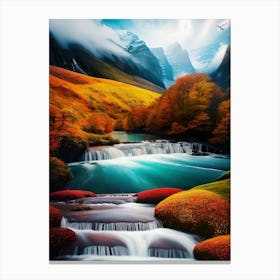 Waterfall In The Mountains 13 Canvas Print