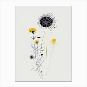 Dandelion Spices And Herbs Minimal Line Drawing 1 Canvas Print