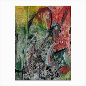 Abstract Wall Painting With Red & Yellow Canvas Print