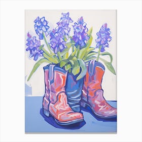 A Painting Of Cowboy Boots With Snapdragon Flowers, Fauvist Style, Still Life 9 Canvas Print