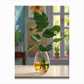 Potted Plants In A Vase Canvas Print