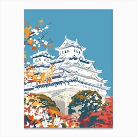 Himeji Castle Japan 1 Colourful Illustration Canvas Print