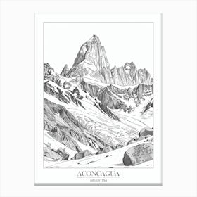 Aconcagua Argentina Line Drawing 7 Poster Canvas Print