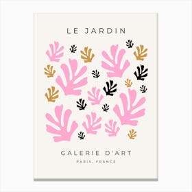 Le Jardin | 01 - Botanical Pink And Gold Abstract Leaves Canvas Print